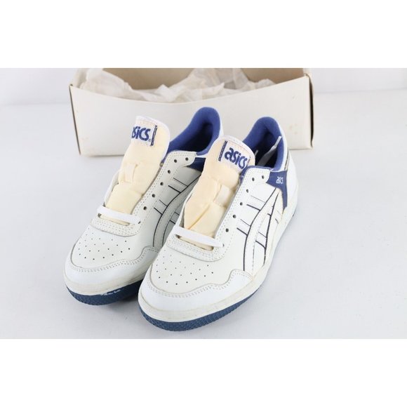 NOS Vintage 90s Asics Mens 8.5 Spell Out Outrage Lo Sneakers Shoes White Blue main image 5